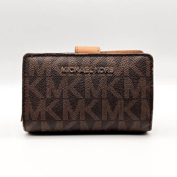 Michael Kors Medium Signature Logo Wallet - Brown - Picture 1 of 4